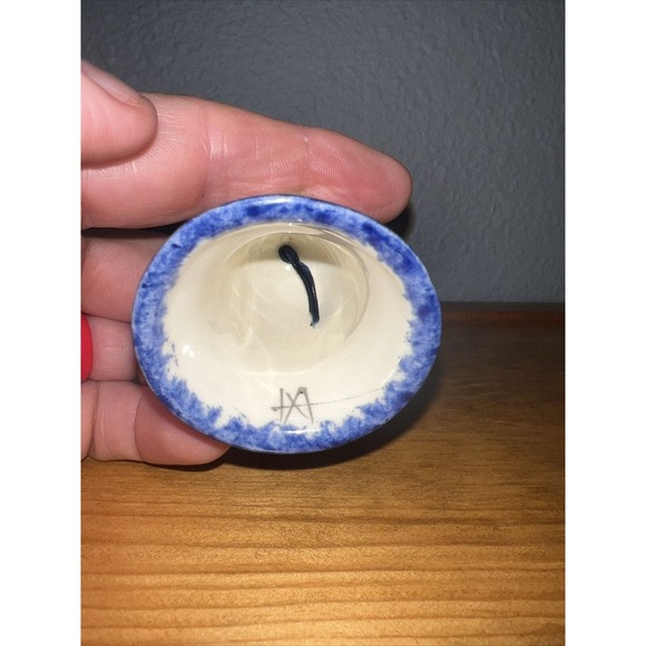 Molly Dallas Spatterware Folk Art Farmhouse Pottery Mini Bell 1.875 x 1.75" Base - Picture 4 of 5